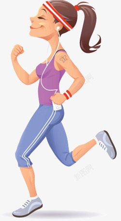 戴奖牌的人跑步健身插画高清图片