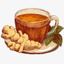 茶具茶杯红糖姜茶插画矢量图高清图片