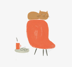 卡通沙发上的猫素材
