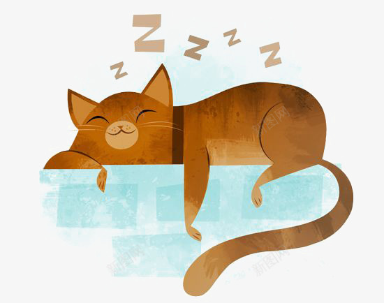 手绘猫咪png免抠素材_88icon https://88icon.com 卡通猫咪 宠物猫 棕色猫咪 猫咪插画 睡觉的猫咪