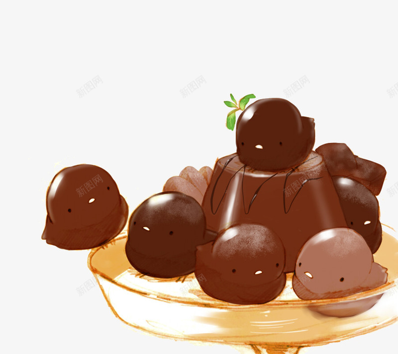 巧克力布丁小鸡png免抠素材_88icon https://88icon.com 卡通 可爱 小鸡崽 手绘 甜点 萌 蛋糕 面包 食品 食品海报插画 食物