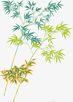竹子树叶素色植物装饰背景矢量图素材