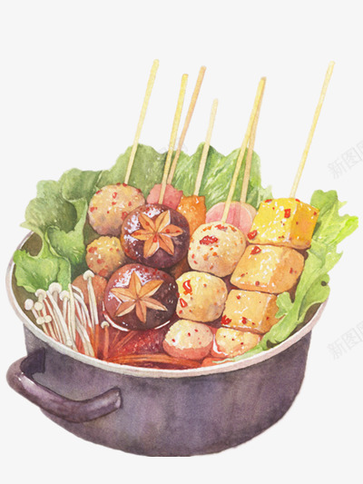 麻辣烫png免抠素材_88icon https://88icon.com 串串 手绘食物 美食 食物插画