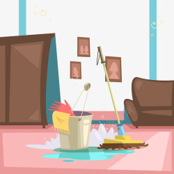 打扫除家庭清扫卫生插画高清图片