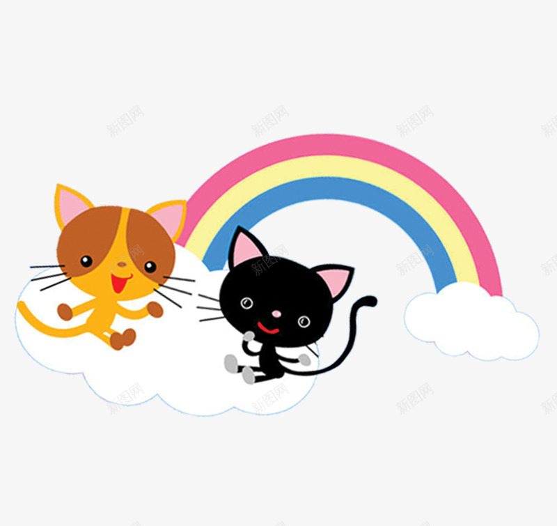 卡通清新彩虹小猫装饰图案png免抠素材_88icon https://88icon.com 免抠PNG 卡通 小猫 彩虹 清新 装饰图案