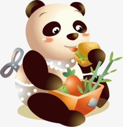卡通就餐的熊猫矢量图素材