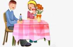 情人节餐桌餐厅吃饭的情侣矢量图高清图片
