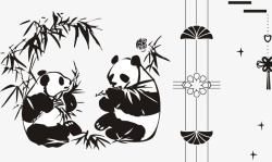 熊猫吃竹子背景素材