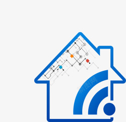 蓝色小房子科技标志素材