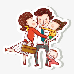 幸福家庭插画卡通一家人高清图片
