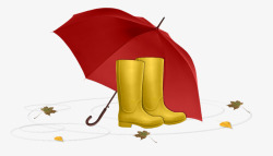 雨伞与雨鞋片素材