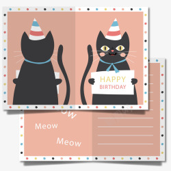 可爱猫生日卡片矢量图素材