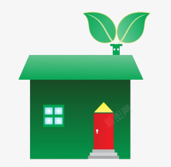 绿色环保扁平化房屋图案素材
