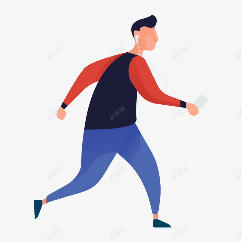 夸张风格听音乐跑步男子人物插画png免抠素材_88icon https://88icon.com 人物 人物形象 听音乐跑步男子 夸张风格 插画 职业插画