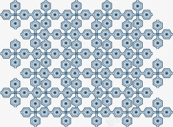 蓝色六边形线性花纹矢量图素材