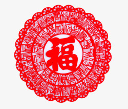 红色创意中国风窗花素材