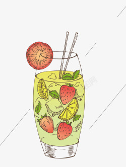 水果茶海报手绘冰爽一夏夏季饮品插画高清图片
