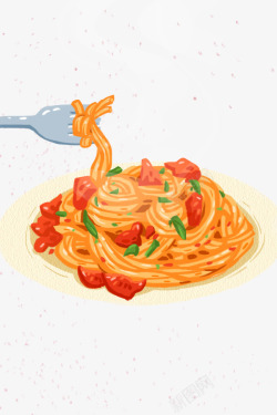 螺旋分子卡通插画扁平卡通可爱意大利面美食食物美高清图片