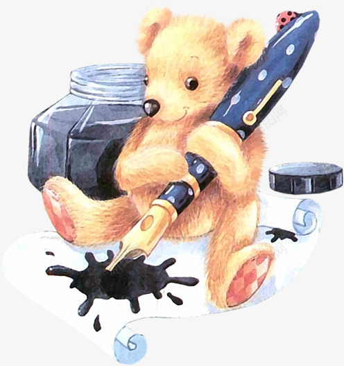 卡通手绘红色玩具熊png免抠素材_88icon https://88icon.com 墨水 玩具卡通 红色 红色卡通 黑色