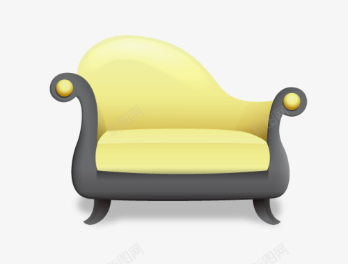 立体素材黄色座椅图标图标