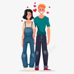 年轻的情侣情人节年轻情侣插画矢量图高清图片