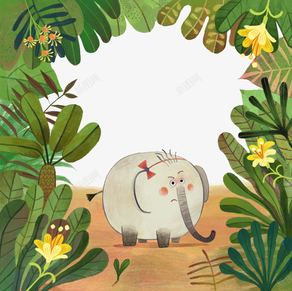 绿色森林中的白大象png免抠素材_88icon https://88icon.com 森林中的大象 白色的大象 绿色森林