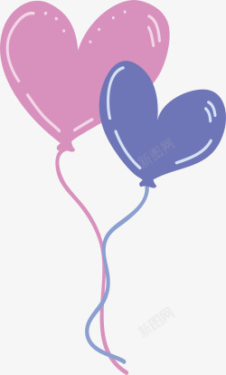 爱情气球手绘爱心气球插画矢量图高清图片