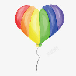 漂浮的绳子彩虹心形气球元素矢量图高清图片
