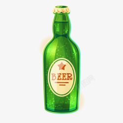 绿色啤酒瓶绿色啤酒瓶卡通插画矢量图高清图片