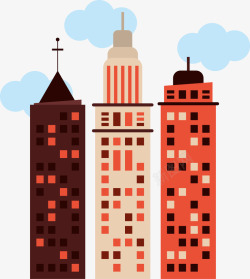 摩天大楼扁平化城市建筑高清图片