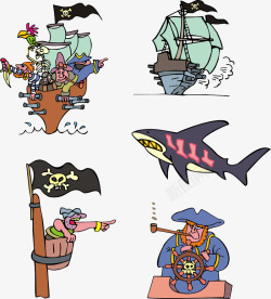 卡通海盗船合集素材