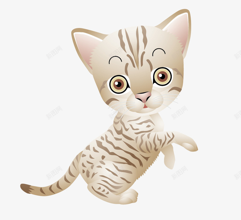 手绘卡通虎纹小猫png免抠素材_88icon https://88icon.com 卡通小猫 小猫素材 手绘 手绘动物 手绘小猫 手绘素材