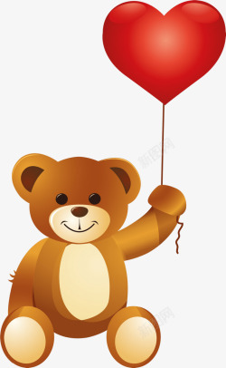 毛茸茸泰迪熊毛茸茸爱心熊气球图高清图片