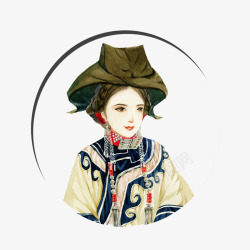 手绘水彩唯美少数民族美女插画免素材