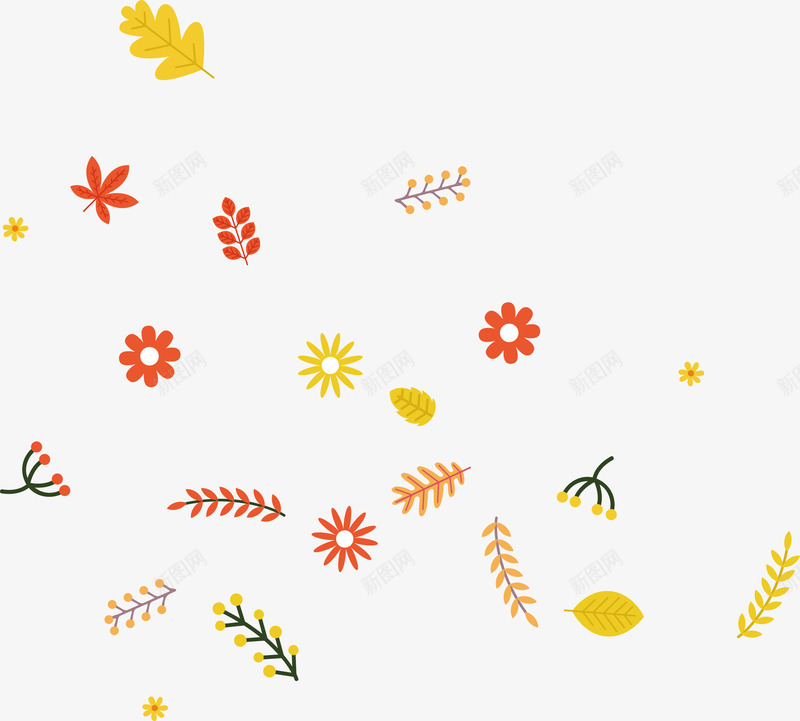清新秋季飘散的叶子和花朵矢量图ai免抠素材_88icon https://88icon.com 叶子 树叶 清新 秋季 花 花朵 飘散的叶子 矢量图