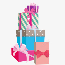 一堆节日礼物一堆彩色礼盒插画矢量图高清图片