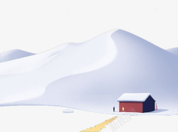 雪山下的房屋素材