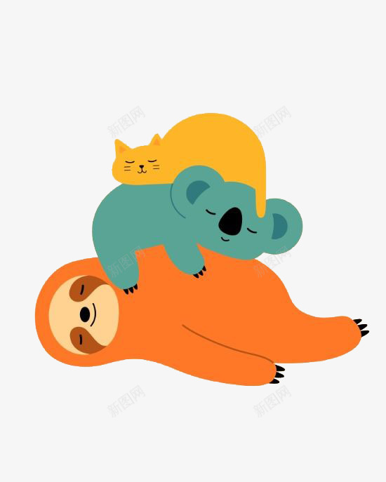 卡通考拉png免抠素材_88icon https://88icon.com 儿童插画 动物 动物插画 可爱动物 手绘考拉 树懒 森林 猫咪 睡觉