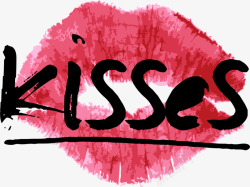 情人节kisses红唇艺术字素材