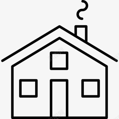 房子小的变异与烟囱图标图标