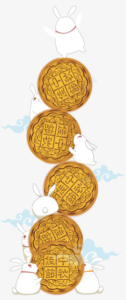 月团圆装饰图案中秋节装饰月饼兔子高清图片