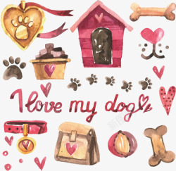 宠物食品海报手绘插画宠物用品高清图片