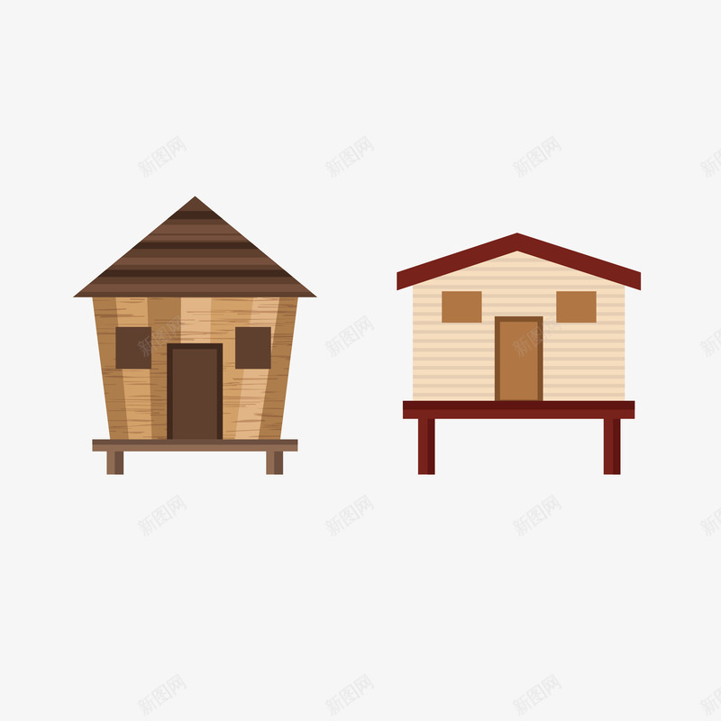 卡通高脚楼png免抠素材_88icon https://88icon.com 傣族 森林小屋 海边小屋 高脚楼