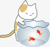 守望鱼缸外的猫png免抠素材_88icon https://88icon.com 喵 小金鱼 猫咪 鱼缸
