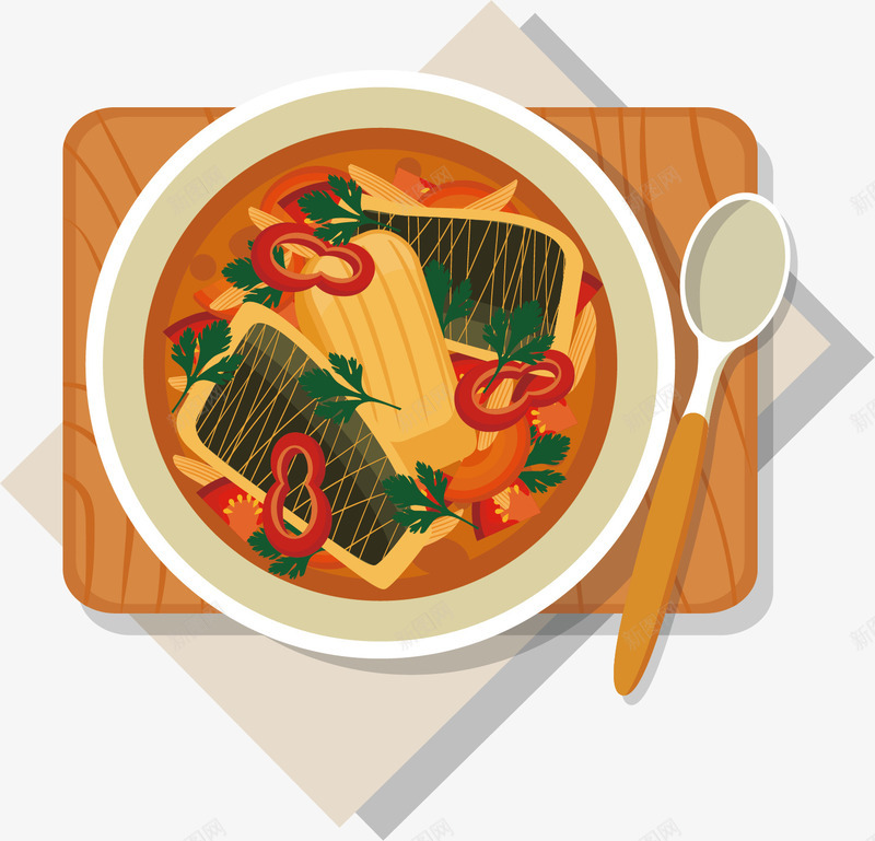 食物png免抠素材_88icon https://88icon.com 勺子 卡通 手绘 水彩 盘子 碟子 红色 美食 辣椒 食物