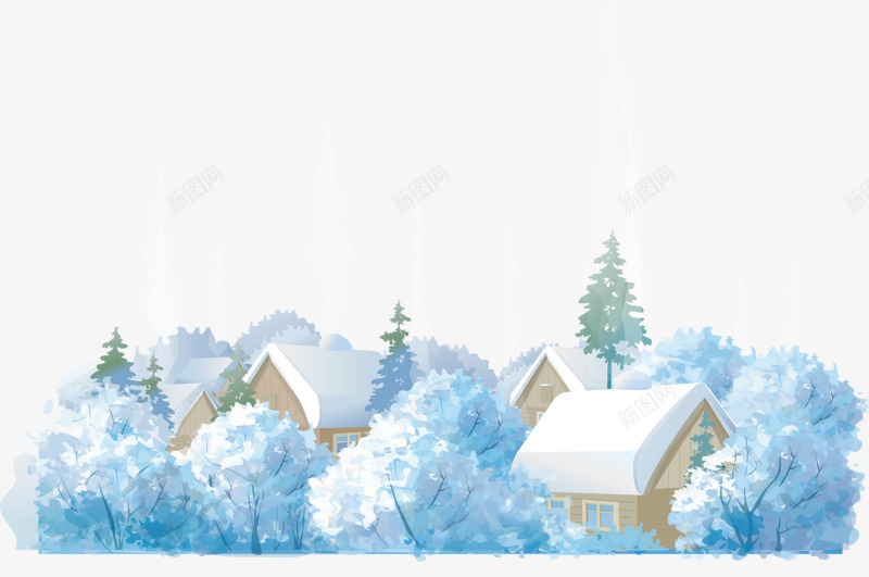 雪景小村png免抠素材_88icon https://88icon.com 冬天 小村 漂亮 雪景