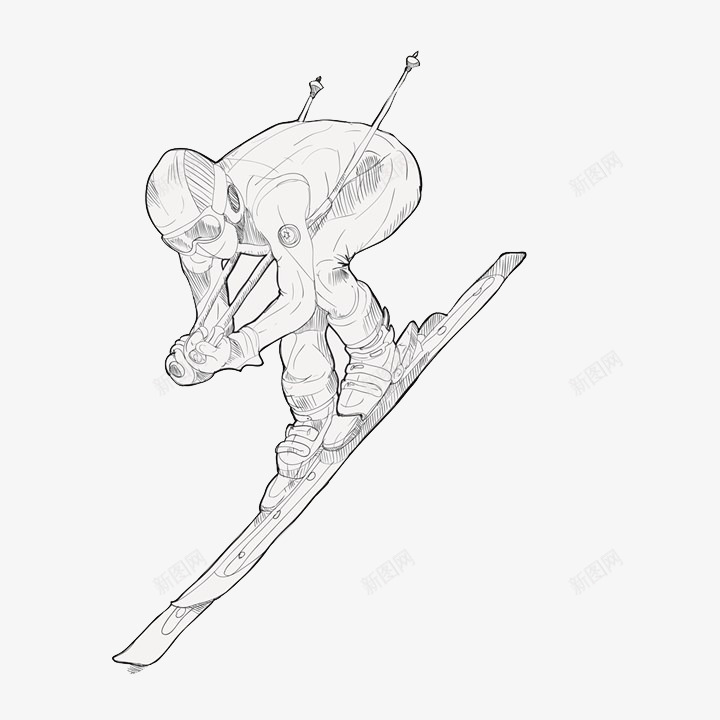 简笔滑雪人png免抠素材_88icon https://88icon.com 下雪 冬天 快速下滑 运动