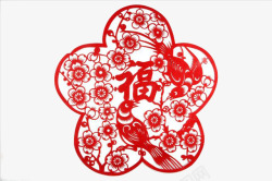 中国风红色福字剪纸素材