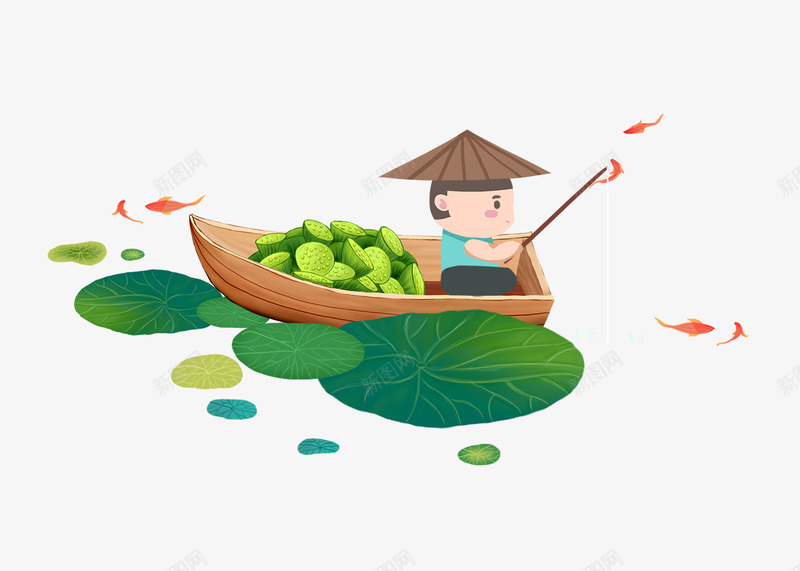 清新手绘小暑小船采莲主题插画psd免抠素材_88icon https://88icon.com 夏令营 大暑 小暑 小船 手绘 柳条 清新 荷花 西瓜
