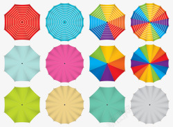 彩色雨伞俯视图素材